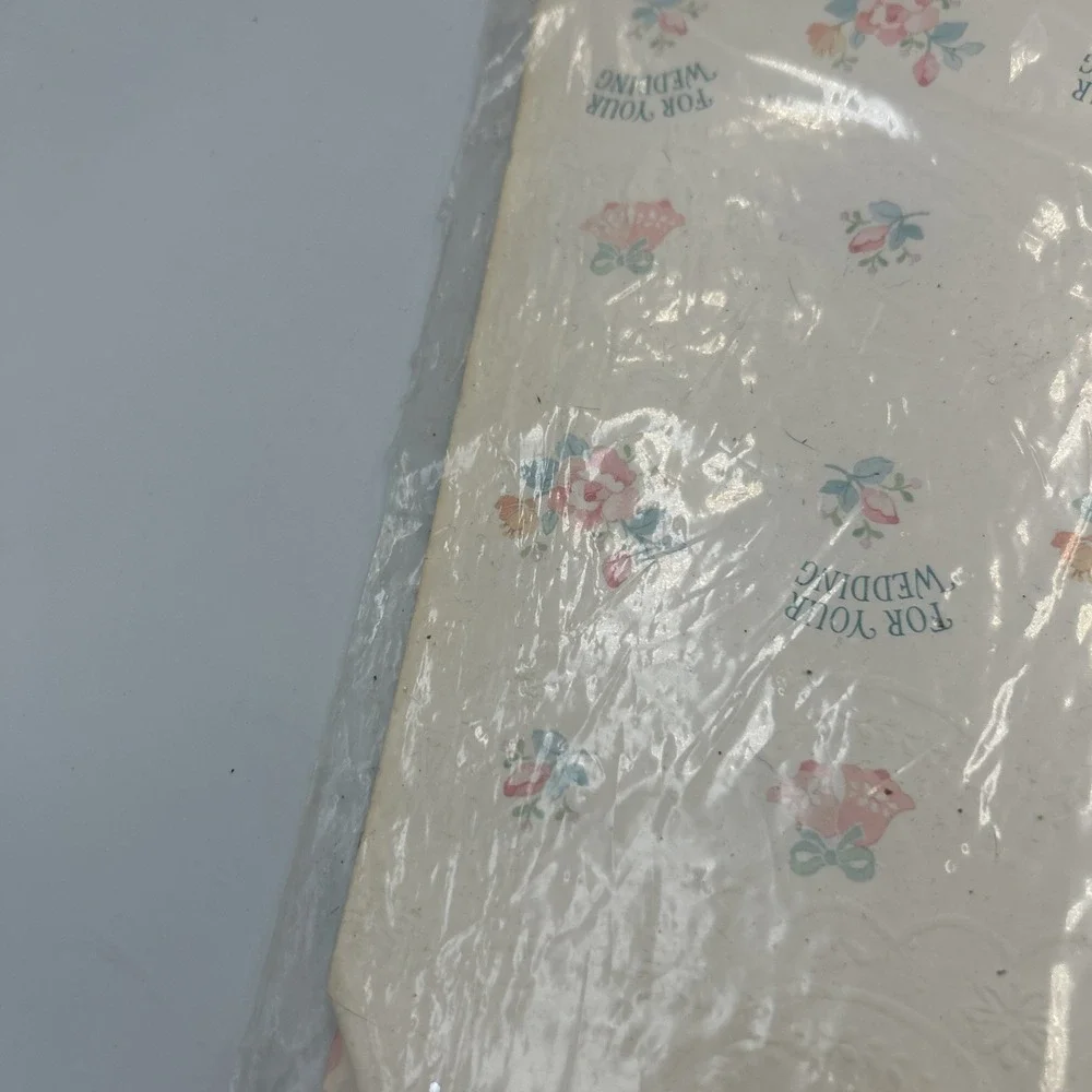 VINTAGE HALLMARK Wedding Gift Wrap Wrapping Paper - Embossed NEW NOS 8 Sq Feet